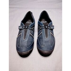 Clarks Privo Asney Slip On Navy Leather 26121016 Casual Shoes Minimalist Women 7